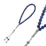 Gumush Doğaltaş Metal Püsküllü Lapis Taşı Tesbih
