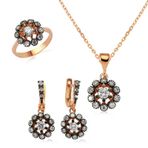 Gumush Elmas Model Çiçek Kadın Gümüş Set