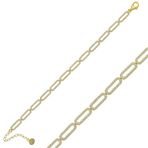 Gumush Gold Oval Taşlı Bayan Gümüş Bileklik