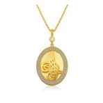 Gumush Gold Tuğralı Oval Bayan Gümüş Kolye