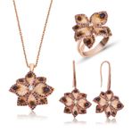 Gumush Menekşe Çiçeği Kadın Gümüş Set