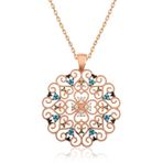 Gumush Rose Etnik Desenli Madalyon Gümüş Kolye