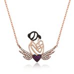 Gumush Rose Kalpli Anne ve Çocuk Gümüş Kolye