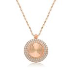 Gumush Rose Oval Fırfır Bayan Gümüş Kolye