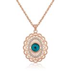 Gumush ​Rose Oval Nazar Bayan Gümüş Kolye