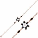 Gumush T5353 Gümüş Rose Siyah Lotus Çiçeği Bileklik