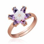 Gumush T5357 Gümüş Rose Mor Lotus Çiçeği Yüzük