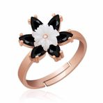 Gumush T5363 Gümüş Rose Siyah Lotus Çiçeği Yüzük