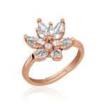 Gumush T6425 Gümüş Rose Beyaz Taşlı Lotus Çiçeği Yüzük