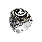 Gumush T6446 Hilal Bozkurt Oval Erkek Gümüş Yüzük