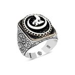 Gumush T6467 Hilal Bozkurt Oval Erkek Gümüş Yüzük