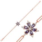 Gumush T6847 Gümüş Rose Mor Lotus Çiçeği Kadın Bileklik