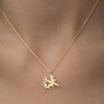Gumush T6854 Gold Tek Taşlı Uçak Gümüş Kadın Kolye
