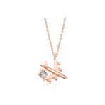 Gumush T6855 Rose Tek Taşlı Uçak Gümüş Kadın Kolye