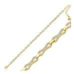 Gumush T7000 Gold Zirkon Taşlı Kadın Gümüş Bileklik