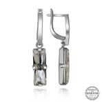 Gumush T7100 Swarovski Crystal Taşlı Beyaz Baget Sallantılı Kadın Gümüş Küpe