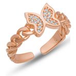 Gumush T7469 Gümüş Ayarlanabilir Rose Kelebek Kadın Yüzük