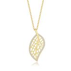 Gumush T7555 Gold Yaprak Kadın Gümüş Kolye