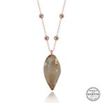 Gumush T7688 Crystal Taşlı Rose Top Zincir Kadın Gümüş Kolye