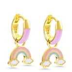 Gumush T7794 Gümüş Gold Gökkuşağı Sallantılı Çocuk Küpe