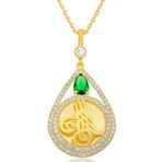 Gumush T7872 Gold Kaplama Damla Tuğralı Kadın Gümüş Kolye