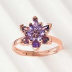 Gumush T8018 Rose Mor Lotus Çiçeği Kadın Gümüş Yüzük