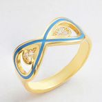 Gumush T8222 Gold Zirkon Taşlı Sonsuzluk Kadın Gümüş Yüzük