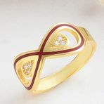 Gumush T8223 Gold Zirkon Taşlı Sonsuzluk Kadın Gümüş Yüzük
