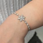 Gumush T8773 Beyaz Lotus Çiçeği Su Yolu Kadın Gümüş Bileklik
