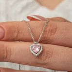 Gumush T8831 Pembe Kalp Kadın Gümüş Kolye