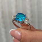 Gumush T8913 Mavi Zirkon Taşlı Kadın Gümüş Yüzük