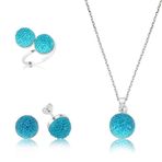 Gumush Yeşil Kristal Taşlı Kadın Gümüş Set