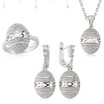 Gumush Zirkon Taşlı Oval Kadın Gümüş Set