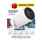GÜMÜŞTEKNO Yüksek Çözünürlüklü Android Projeksiyon 1080P Destek, HDMI, USB, Taşınabilir Hafif Tasarım Hediyeli
