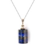 GÜMÜŞTEL EL SANATLARI Sertifikalı Lapis Lazuli Taşı Kolye Silindir Doğal Taş