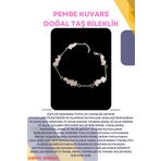 GÜMÜŞTEL EL SANATLARI Sertifikalı Pembe Kuvars Doğal Taş El Yapımı Tasarım Bileklik