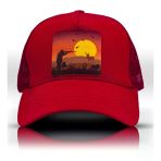 Gün Batımı Kırmızı Fileli Avcı Beyzbol Şapka Unisex Trucker Cap