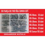 Gün Vida M3 Yhb Vida Somun SETI-310 Adet-Metrik 3mm-Boy 10-15-20-25-30 mm Organizer Kutulu - 1 Adet