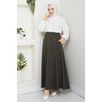 Günay Karaca Haki Oyssho Kumaş Kadın Etek Beli Lastikli 38 40 42 44 46 48 Bedenlere Uyumludur. - Haki Yeşil - Standart