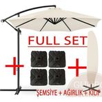 Gunbo Home 3 Mt 8 Kaburga Full Demir 21 Kg Ekru Bahçe Şemsiyesi Full Set Havuz Şemsiyesi Büyük Şemsiye Ekru