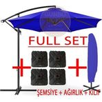 Gunbo Home 3 Mt 8 Kaburga Full Demir 21 Kg Mavi Bahçe Şemsiyesi Full Set Havuz Şemsiyesi Büyük Şemsiye Mavi