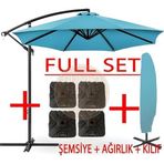 Gunbo Home 3 Mt 8 Kaburga Full Demir 21 Kg Turkuaz Bahçe Şemsiyesi Full Set Havuz Şemsiyesi Büyük Şemsiye Turkuaz