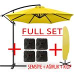 Gunbo Home Full Set 3 mt 8 Kaburga Full Demir 21 kg Bahçe Şemsiyesi Havuz Şemsiyesi, Teras Şemsiyesi, Büyük Şemsiye, Yandan Kollu Şemsiye, Parasol - Sarı
