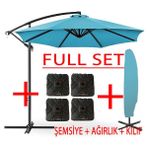 Gunbo Home Full Set 3 mt 8 Kaburga Full Demir 21 kg Bahçe Şemsiyesi Havuz Şemsiyesi, Teras Şemsiyesi, Büyük Şemsiye, Yandan Kollu Şemsiye, Parasol - Turkuaz