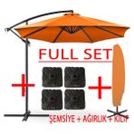 Gunbo Home Full Set 3 mt 8 Kaburga Full Demir 21 kg Bahçe Şemsiyesi Havuz Şemsiyesi, Teras Şemsiyesi, Büyük Şemsiye, Yandan Kollu Şemsiye, Parasol - Turuncu