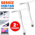 Güncel Çarşı 2 Adet Taşınabilir Esnek Sessiz USB Mini Fan Pervane, Küçük Vantilatör, Serinletici, El Fanı - Bej