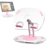 Güncel Çarşı Akrilik Tablet Standı Masaüstü Portatif, Metal Destek Kollu Şeffaf Stand 360 Dönebilen, iPad Pro Air Mini ile Uyumlu - Pembe
