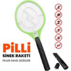 Güncel Çarşı Pilli Sinek Öldürücü Raket Elektrikli Sinek Raketi - Yeşil