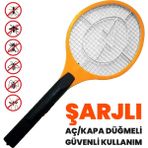 Güncel Çarşı Şarjlı Sinek Öldürücü Raket, Aç-Kapa Düğmeli Elektrikli Sinek Raketi, Güvenli Kullanım - Sarı