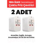 GüncelÇarşı 2 Adet - 150 Ülke Çoklu Priz Fiş Çevirici Dönüştürücü Seyahat Adaptörü Amerika Ingiliz Avrupa